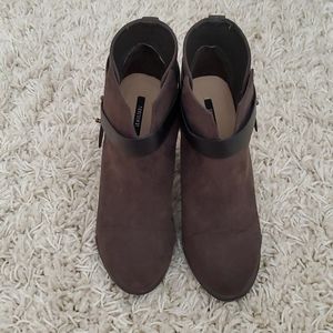 Forever 21 Olive Green/Brown Suede Booties